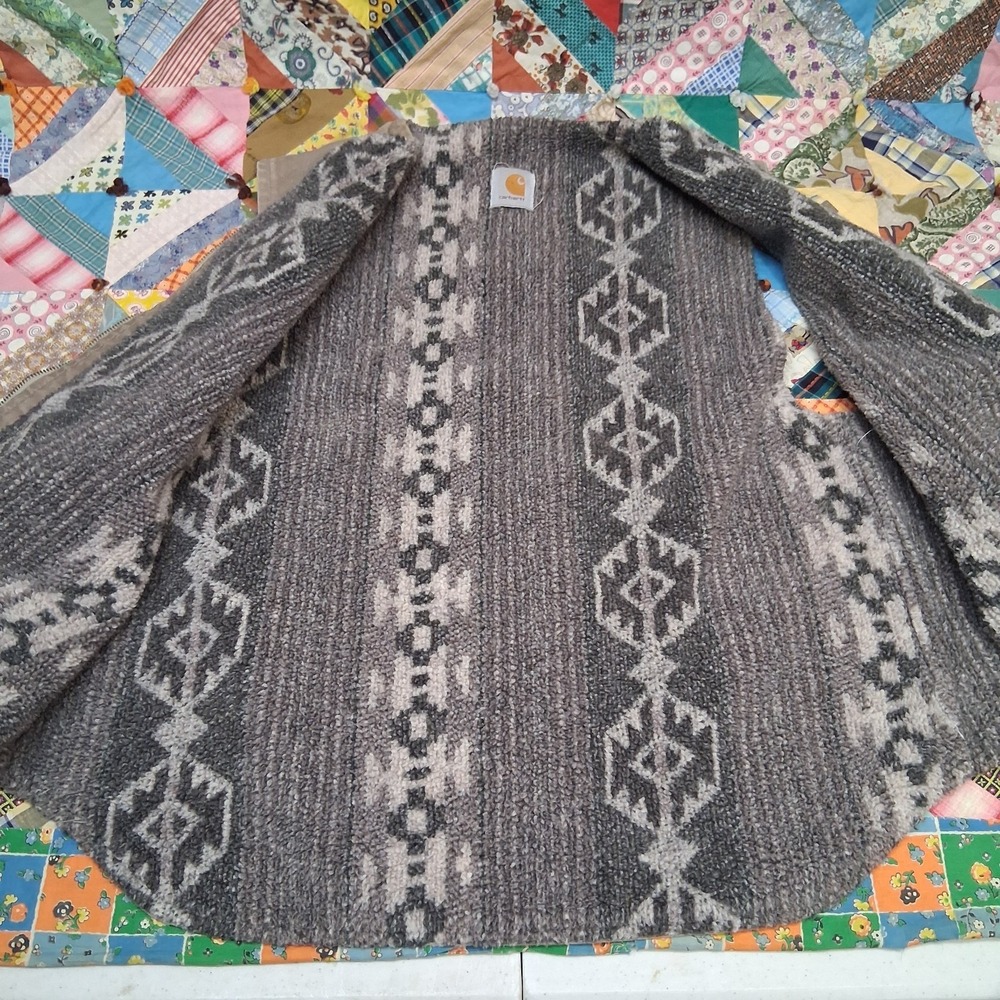 Vintage Carhartt Canvas Vest Southwest Aztec Lined Size Large‎ Faded Brown - Picture 8 of 9